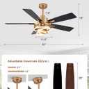 Dawn Whisper 52" Ceiling Fan with Light Gold Chandelier Fan DC Motor Dimmable LED Modern Ceiling Fan with Light for Bedroom Living Room