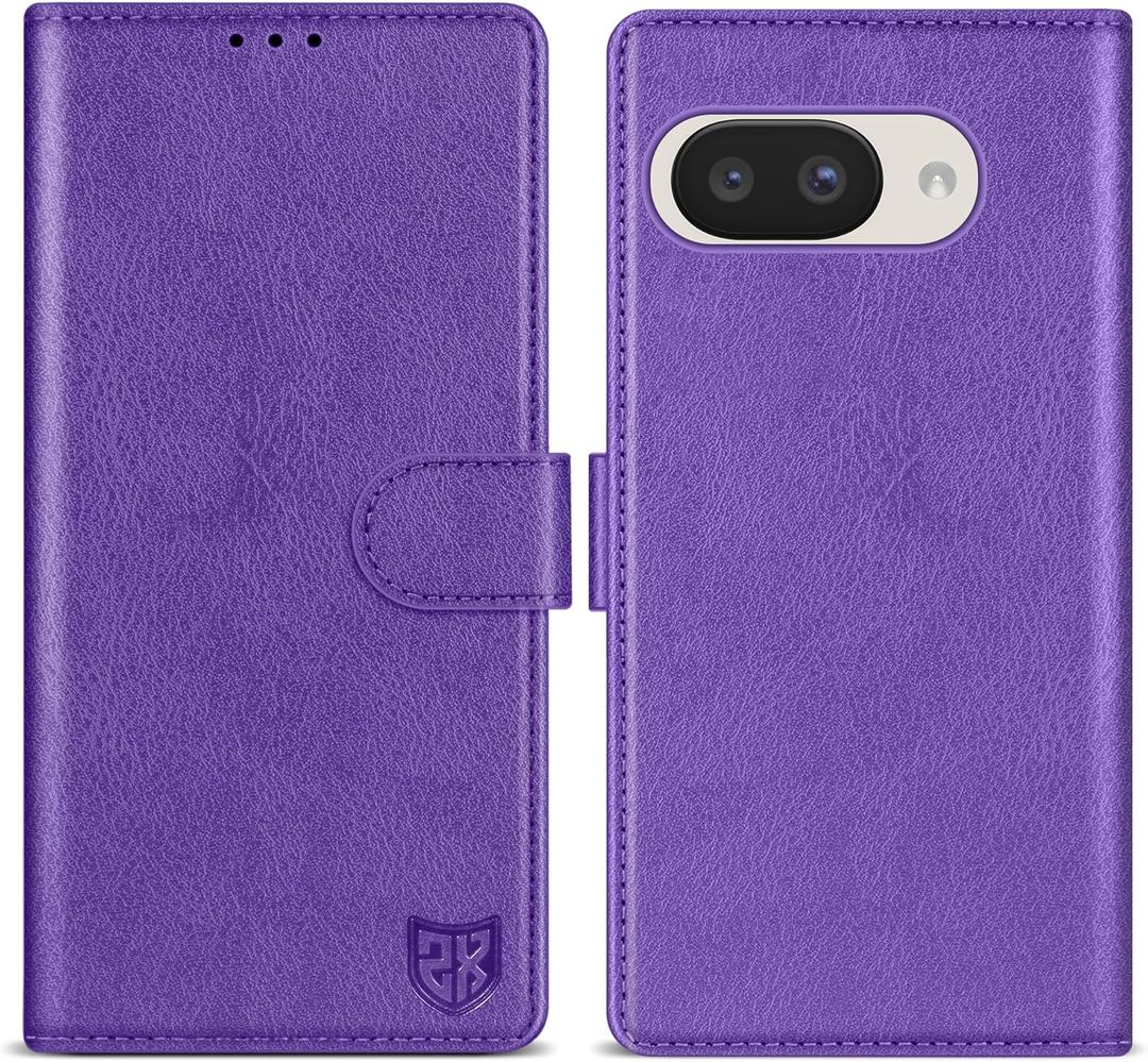 ZZXX for Google Pixel 9A Wallet Case with [RFID Blocking] Card Slot Kickstand Magnetic Closure Leather Flip Protective Phone Case for Google Pixel 9A (Purple-6.3 inch)