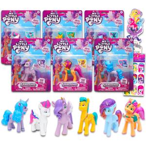 My Little Pony Mini Figures 6 Pack - Toy Bundle With 4" Cupcake Topper Figurines Plus Stickers, Bookmark | Party Supplies
