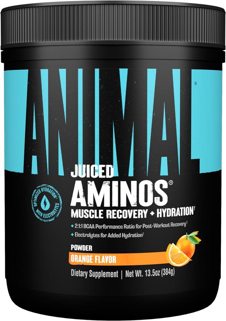 Animal Juiced Amino Acids - BCAA Powder EAA Matrix Plus Hydration with Electrolytes and Sea Salt Anytime Recovery and Improved Performance, Orange Flavor, 30 Servings