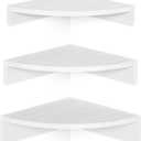 Alsonerbay White Corner Shelf Wall Mount, Set of 3 Floating Shelves for Storage and Display, Rustic Wood Shelves for Bedroom, Living Room, Bathroom, Entryway, Garage
