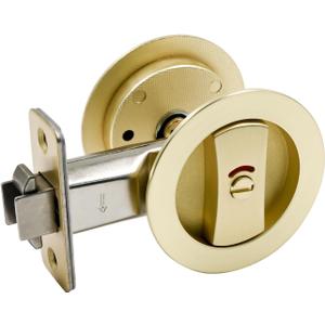 Gold Pocket Door Hardware with Color Indicators Round Pocket Door Lock Privacy Pocket Door Latch Pocket Door Handles for Bathroom, 2 Pack