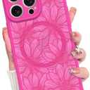MZELQ for iPhone 13 Pro Max Case Sunflower Floral Flowers Matte Cute Pattern Magnetic [Compatible wth Magsafe] Fit iPhone 13 Pro Max Case -Hot Pink set of 2