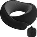 Badinkl Memory Foam Neck Travel Pillow, Neck Pillow Airplane with MagicStrap  Adjustable Ergonomic Travel Pillow for Office/Airplane/Car, Washable Cover, Portable Cervical Support Black