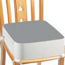 Booster Seat for Kitchen Chair - 4-Point Anchor 3.8" Lift Toddler Booster Seat for Dining Table with Side Pockets, Non-Slip & Portable Dining Cushion for Kids (Grey)