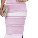 Womens Summer Midi Bodycon Sweater Dress Sexy V Neck Tie Shoulder Striped Knit Side Slit Sleeveless Tank Maxi Dresses (Medium, Purple)