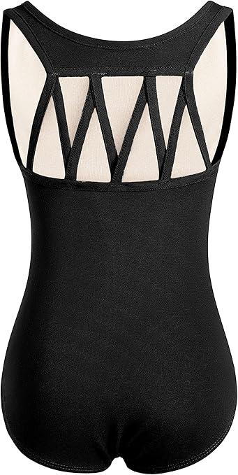 DANSHOW Tank Dance Leotards for Girls,Back M Straps (5-6 Years, Black)