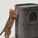 FUKUMARU Cat House for Indoor Cats, 23.62 Inch Large Cat Bed Cave Condo, 2-Storey Cozy Felt Covered Cats Tunnel Kitten Hideaway for Multicats, Scratch Resistant, Dark Grey