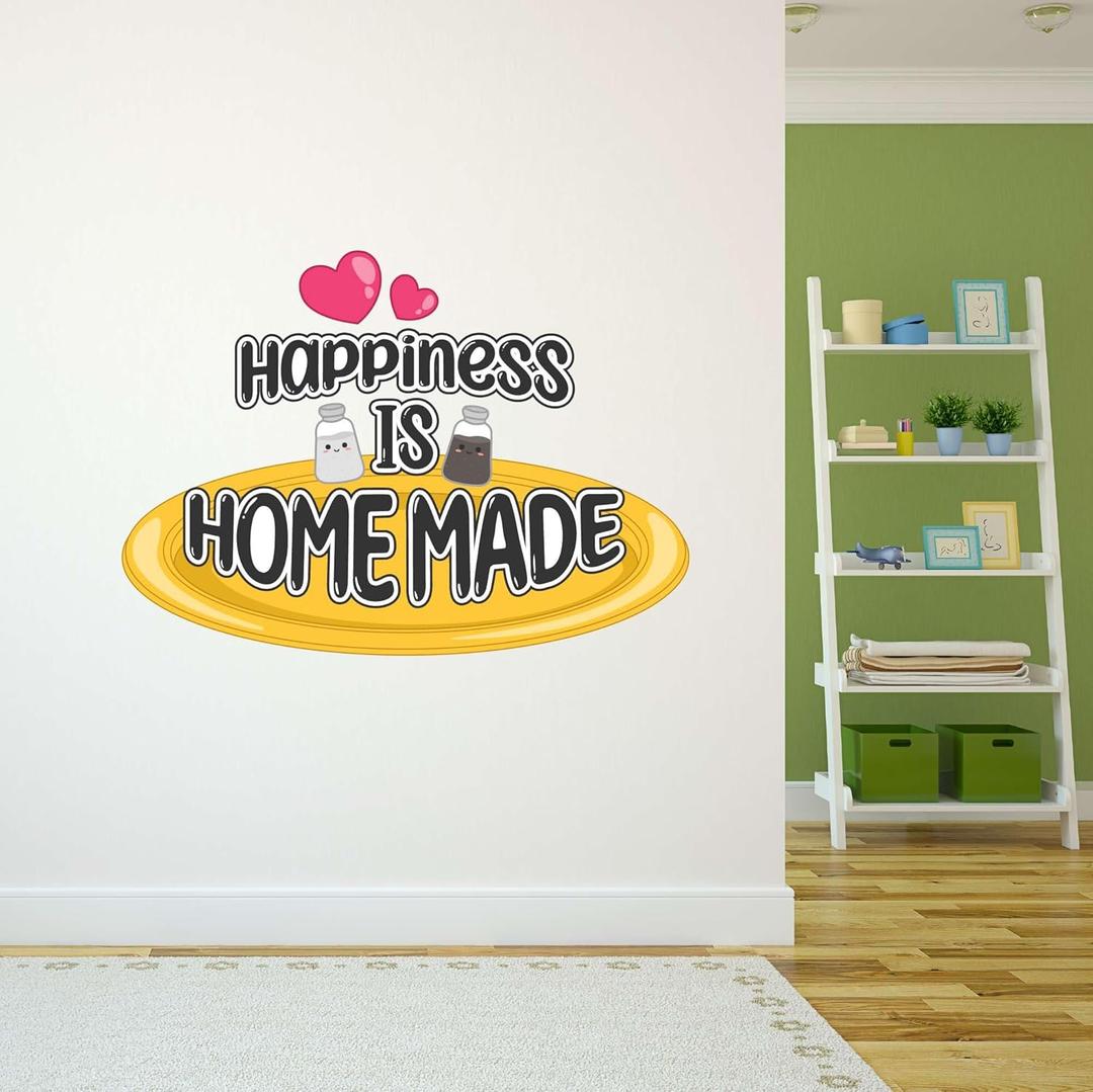 Wall Decal Happiness is Home Made Cute Home Wall Sticker Happiness is Home Made Cute Lettering Removable - Size: 30 in(W) x 21 in(H)