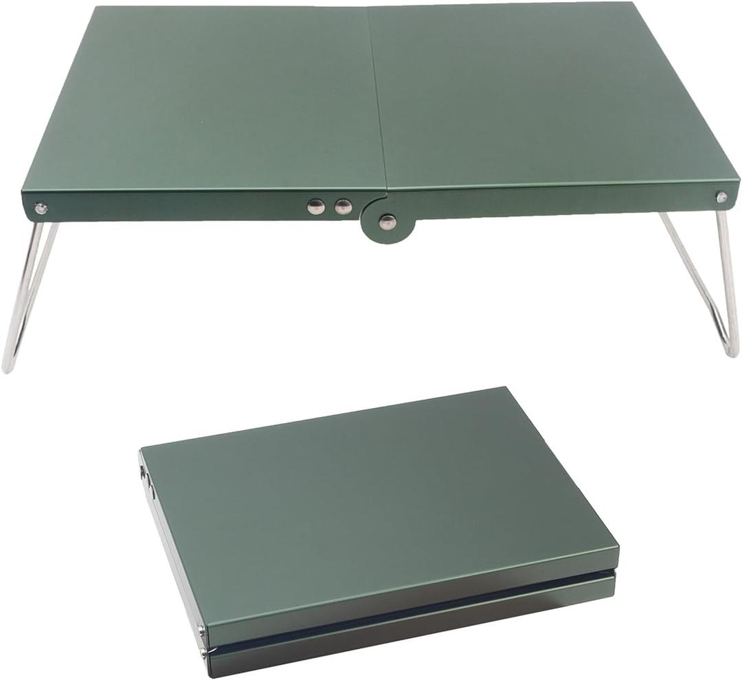 Ultralight Mini Outdoor Table Foldable Aluminum Alloy Camping Table with Carry Bag for Outdoor Cooking, Picnic, Camp, Barbecue (Green)
