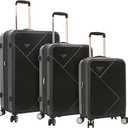 kensie Women's Dawn Hardside Spinner Luggage, Black, 3-Piece Set (20/24/28)