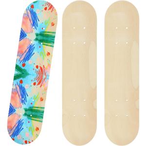 3 Pcs Blank Skateboard Decks, Unfinished Wood Art Boards for DIY Custom Graffiti, 23.6 x 5.9 in Skateboard Deck Set with Pre-Drilled Holes for Art Painting Home Decoration, Large