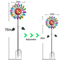 Large Sunflower Windmill Sunflower Ladybug Wind Spinner - Outdoor Metal Wind Spinner for Garden, Lawn, Patio Decor - Sunflower Design - 76 Inch Height Colorful Decoration for Outdoor Spaces