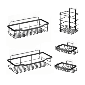 VEVOR Shower Caddy, 5 Pack Adhesive Bathroom Shower Storage Organization Shelves Rack Set, 40 lbs Large Weight Capacity, with Soap and Toothbrush Holder, No Drilling for Bathroom, Kitchen, RV/Camper