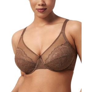HSIA Minimizer Bras for Women Enchante Full Coverage Underwire Bras Plus Size Lifting Floral Lace Bra for Heavy Breast (38DD, Coffee Brown)