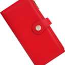 Sunpour Women’s Wallet,Thin RFID Blocking Leather Wallet for Women Credit Card Holder Travel Wallet with Zipper Pocket (Dark Red)