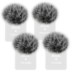 PhantAccy 4PCS Windscreen/Pop Filter for Rode Wireless Go II (2nd Gen) Microphones - Furry Mic Cover for Wind & Ambient Noise Reduction (Rode Wireless Go II, Black-White)