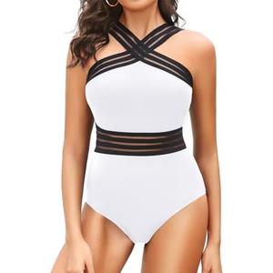 Tempt Me Women Crisscross One Piece Swimsuit Tummy Control Bathing Suit Front Crossover Swimwear, Size: M