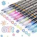 Pack Of 2 
Glitter Pens Outline Markers for Kids: Christmas Gift Idea Targeting Ages 7-10 Year Old Girls & Teens, 12 Colors Metallic Marker for Drawing, Writing, DIY Cards, Crafts, Art Crafts, Scrapbook