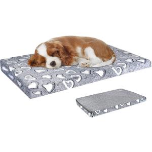 VANKEAN Reversible Cool and Warm Dog Bed Mat for Crates - Stylish Pad With Waterproof Inner Linings and Removable Machine Washable Cover, Firm Support for Small to XX-Large Dogs, Grey (S(24 x 18 x 3"))