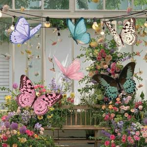 LemonSecret 18 Pcs Large Butterfly Party Decorations 3D Paper Butterfly Hanging Decoration 2 Sizes Vibrant Paper Butterflies Birthday Party Supplies for Wedding Spring Baby Shower Room Ceiling Decor