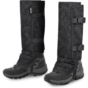 Snake Gaiters Leg Guards, Waterproof Snake Guards, Adjustable Snake Bite Protection for Lower Legs, Snake Chaps for Men & Women (Black Camouflage)