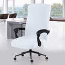 Elastic Computer Chair Cover with Durable Zipper - Protective Removable Washable Universal Office Desk Chair Seat Slip Cover - Stretchy Soft Anti-dust Desk Chair Seat Protector for Dogs, Cats, Pets (White)