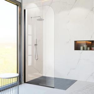 Glass Shower Panel, 30" W x 78" H Semi-Framed Fixed Shower Glass Panel in Matte Black with 5/16"(8mm) Clear Tempered Glass Door, Simple Shower Door Panel for Bathroom