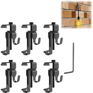6 Pcs Brick Hook ClipsStainless Steel Brick HangerNo Drill Brick Wall Clips for Outdoor Heavy Duty Decor Fit 1-3/4" to 2-3/4" Black