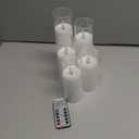 Amagic Pure White Acrylic Flameless Candles, Battery Operated Candles, Flickering LED Pillar Candles with Remote Control and Timer, Warm Yellow Light, D2.2 xH5 5" 6" 7" 8", Set of 5