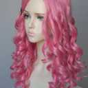 Bridget Curly Wig - 20" Synthetic Pink Wig for Girls & Women - Halloween Costume