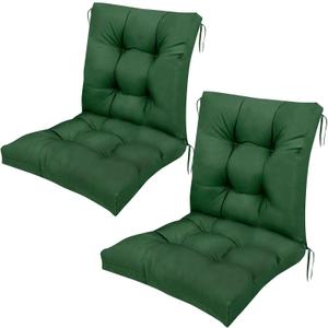 Outdoor Seat Chair Cushions with Ties Non-Slip Tufted Replacement Cushion Set of 2 for Patio Furniture Garden Porch High Back Thicken Outdoor Seat Pads 41.7"*20.8"*3.9" (Dark Green)