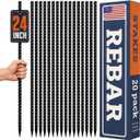 Happin® 24 Inch Rebar Stakes, Straight Garden Stakes Heavy Duty Galvanized Metal Stakes, Landscape Timber, Concrete Form, Tree & Plant Support, Yard Stakes, Ground Anchors (I Shape – 20 Pack)