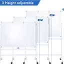 Large Rolling White Board, 48x36 in Double-Sided Mobile Whiteboard, maxtek Reversible Magnetic Dry Erase Board Easel Standing Whiteboard on Wheels Portable Board for Office Classroom and Home, Silver