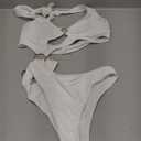 Women One Piece Swimsuit Slimming Cutout Fashoin Swimwear Metal Ring Bathing Suit Female Beachwear (Medium, White)