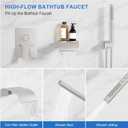 RUMOSE Wall Mount Bathtub Faucet Waterfall Tub Faucet with 2 in 1 Handheld Sprayer Brushed Nickel Modern Bathroom Tub Filler Solid Brass Single Handle Shower Set with High Flow Rough in Valve