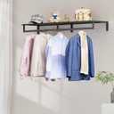Audmore Wall Mounted Clothes Rack | Heavy Duty Metal Hanging Clothing Rack with Top Shelf for Laundry Room, Bedroom & Closet | Space Saving, Easy Install, Holds 135lbs - 46.5"