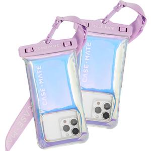 Case-Mate 2 Pack Soap Bubble IP68 Waterproof Phone Pouch - Floating Waterproof Phone Case w/Crossbody Lanyard - Compatible w/All Devices, Touchscreen Friendly - Iridescent