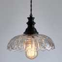 1-Light Pendant Light with Black Metal Glass Shade and Adjustable Cord Industrial Ceiling Hanging Light for Kitchen Island Bar Dining Room Bedroom Foyer Hallway Farmhouse