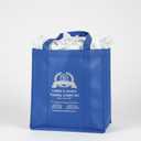 Medium blue tote bag, sturdy, silver logo, 4pcs
