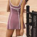 Athlisan Womens Athletic Tennis Dress Sleeveless Built in Shorts Workout Scoop Neck Mini Dress(Purple-M)