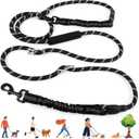 Heavy Duty Hands Free Dog Leash, 10FT Adjustable Handsfree Dog Training Leash with Shock Absorbing Bungee, No Pull Tangle Free Reflective Body Waist Leash for Dog Walking Running (Black)