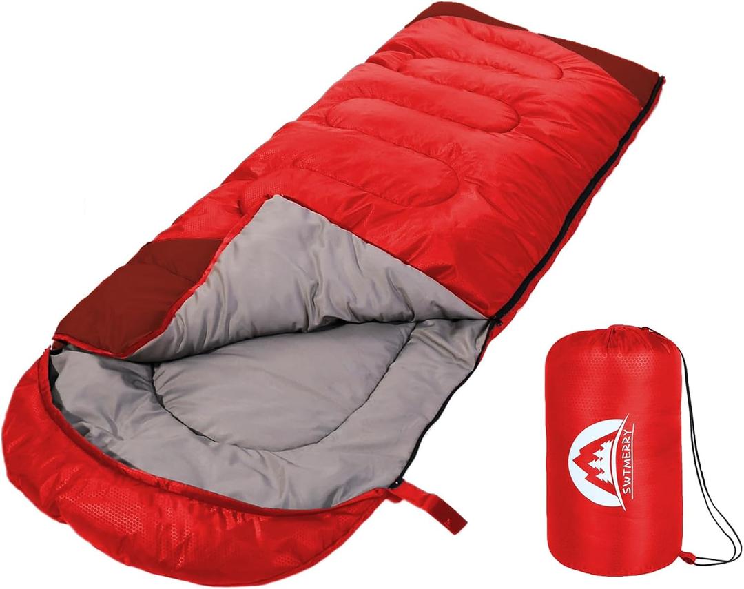SWTMERRY Sleeping Bag 3 Seasons (Summer, Spring, Fall) Warm & Cool Weather - Lightweight,Waterproof Indoor & Outdoor Use for Kids, Teens & Adults for Hiking and Camping