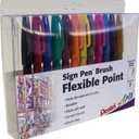 Pentel Arts Sign Pen Touch, Fude Brush Tip, 12 Assorted Colors in Marker Stand (SES15CPC12)