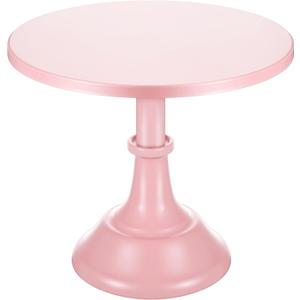 Baderke Metal Cake Stand 10 Inch Round Birthday Cake Stand Dessert Cupcake Display Tray Holder for Wedding Baby Shower Christmas Baking Party Supplies (Pink)