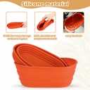 Nuogo 4 Pack Oval Bread Proofing Basket Silicone 10 Inch Collapsible Sourdough Bread Baking Supplies Dough Proofing Bowl with 4 Pcs Dough Scraper and 4 Pcs Basket Covers(Orange)