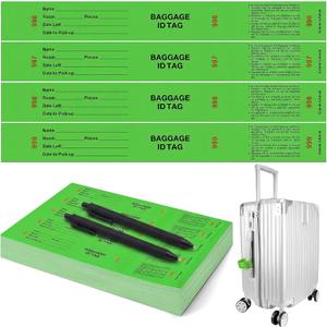 Feifeiya 1000 Hotel Luggage ID Tags with Transfer Tape on Back Paper Baggage Claim Check Tags Numbering from 000 to 999 Baggage Identification for Hotel Suitcase Motel Bag(Green)
