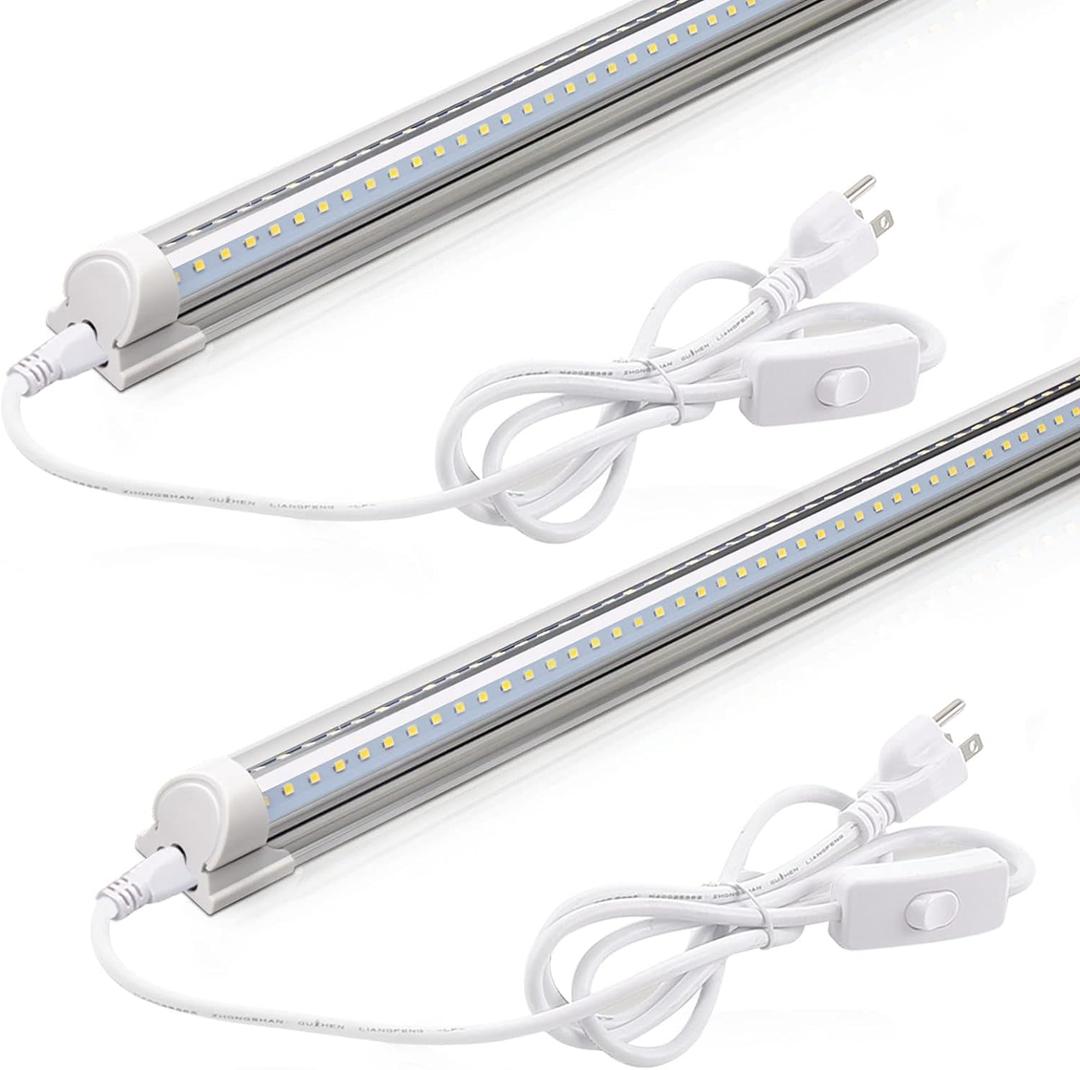 Barrina LED Shop Light 2FT, 20W 3000LM 6500K, T8 LED Light Fixture, Clear Cover, Ceiling and Utility Linkable Tube Lights for Room, Garage, Workbench, Warehouse, 2 Packs (2 Packs, 6500K)
