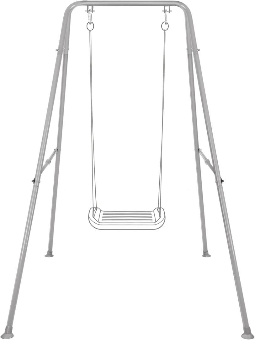 Baby Swing Stand, Heavy Duty Foldable Swing Stand A-Frame Metal Swing Stand Frame for Backyard Indoor & Outdoor Use (Hammock Chair not Included) (Gray)