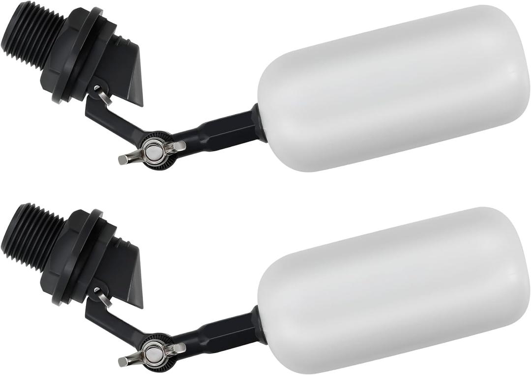 4 Pack Float Ball Valve, 1/2 Inch NPT Thread, OD. 0.84 inch (21.34mm), not 1/2 inch, Adjustable Arm for Livestock Water Trough, Aquariums, Hydroponics - Automatic Fill and Control Water Level